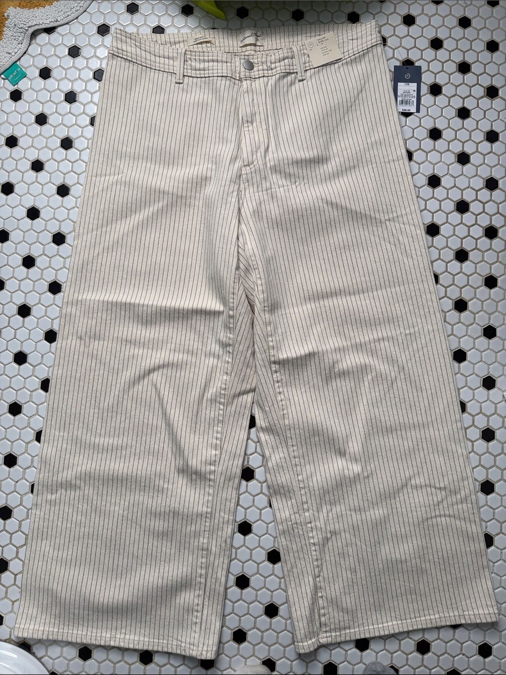 Universal Thread Cream Pinstripe Wide-Leg Pants